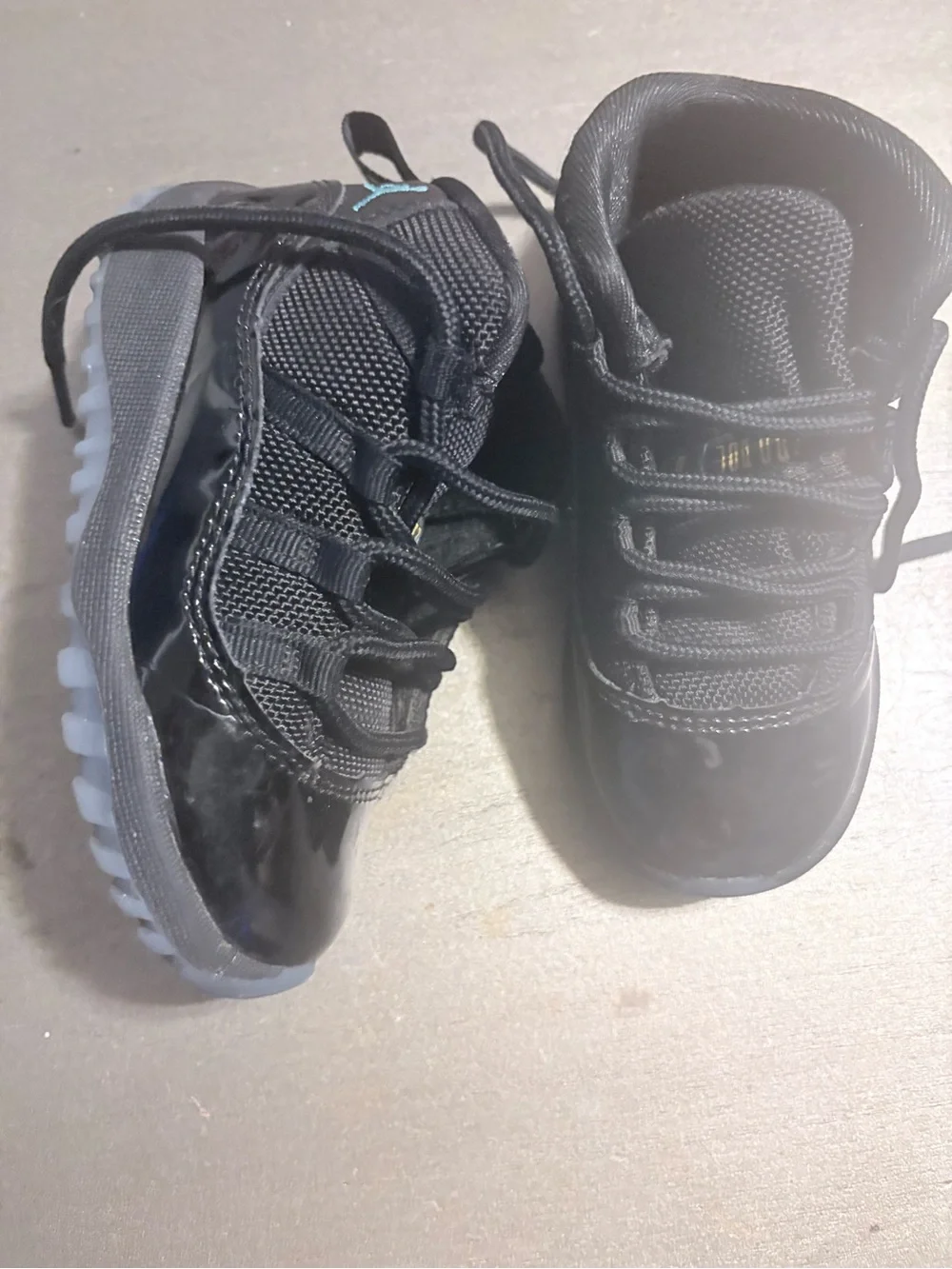 Jordan Baby Black High-Top Sneakers with Gloss Toe